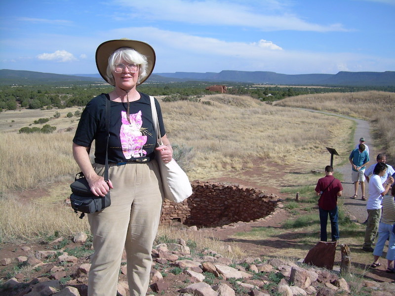 Pecos Outing Barbara Emery of NCAR at the Pecos site with a kiva and church in the background with other members of our group.
