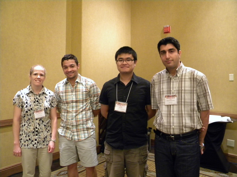 First and Second prize IT and MLT student poster prize winners left to right: Ellen Cousins of Dartmouth (IT #1), Henrique Aveiro of Cornell (IT #2), Cao Chen of U CO (MLT #1), Alireza Mahmoudian of VT (MLT #2)