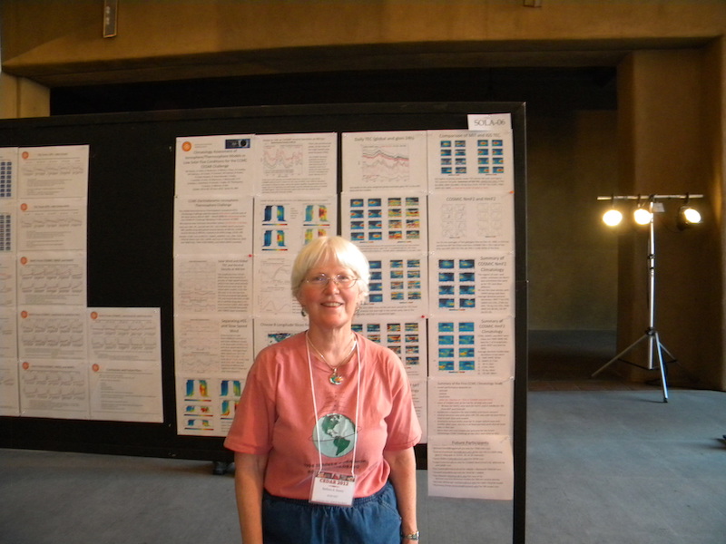 CEDAR organizer Barbara Emery of HAO/NCAR in front of her SOLA-06 poster.