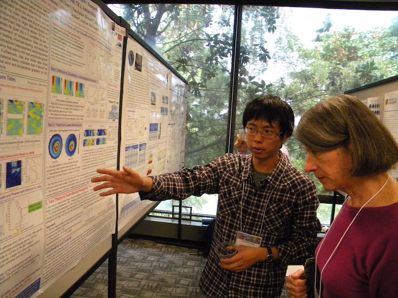 Weichin Fong (U CO), second place MLT winner, explains his poster MLTL-04 to Anne Smith (NCAR).