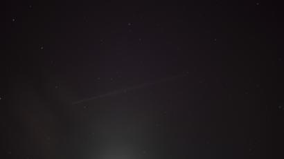 A meteor trail on very dark sky