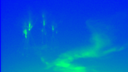 Blue and green image of a negative sprite