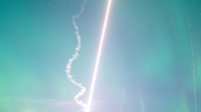 MTeX/MIST rocket with blue green sky
