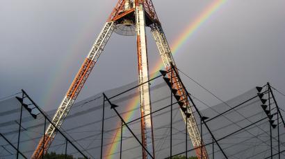 The Incoherent Scatter Radar with rainbow in the background
