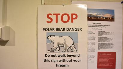 A sign for polar bear warning