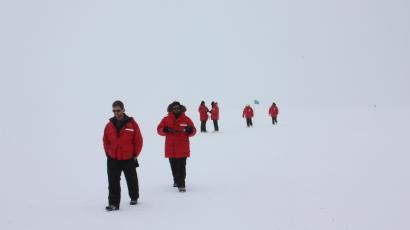 Scientists visit the Pressure Ridges at Scott Base, Antarctica