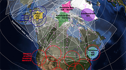 Graphic of North America with model graphics overlay